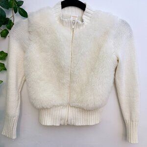 Gymboree Faux Fur Cream White Jacket Sweater S (4-6)
